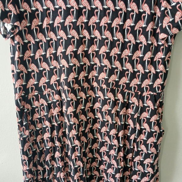 Boden Size 14R Lucinda Jersey Midi Dress Flamingos Short Sleeve Pockets Stretch - Picture 4 of 14